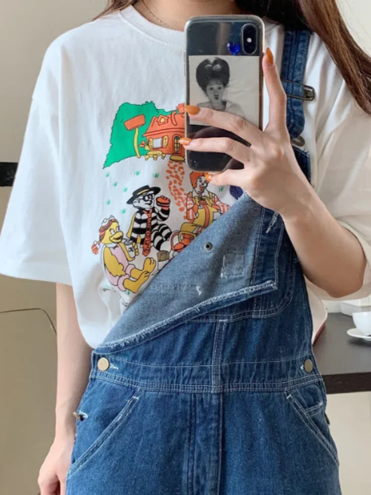 T-shirt femme, streetwear, décontracté et humoristique, en coton, à la mode coréenne, avec dessin animé Kawaii, Ulzzang, 39028, été 6021