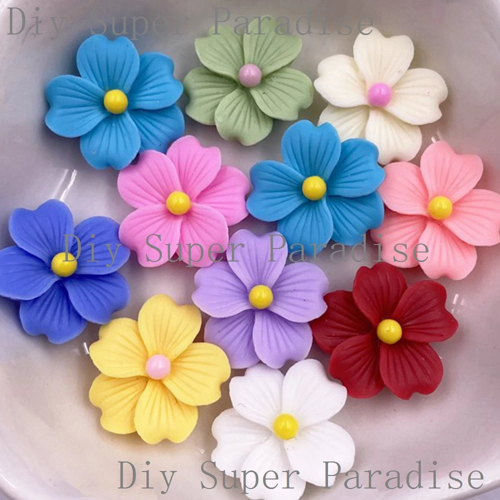 50Pcs Resin Colorful 16mm Flower Flat back Stone Figurines Scrapbooks DIY Wedding Christmas Art Decor Jewelry Crafts Accessories