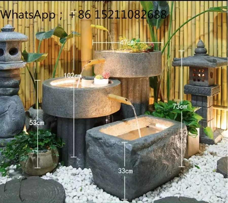 SCY villa courtyard outdoor fish pond landscaping outdoor rockery fountain water curtain terrace lucky flowing water ornament