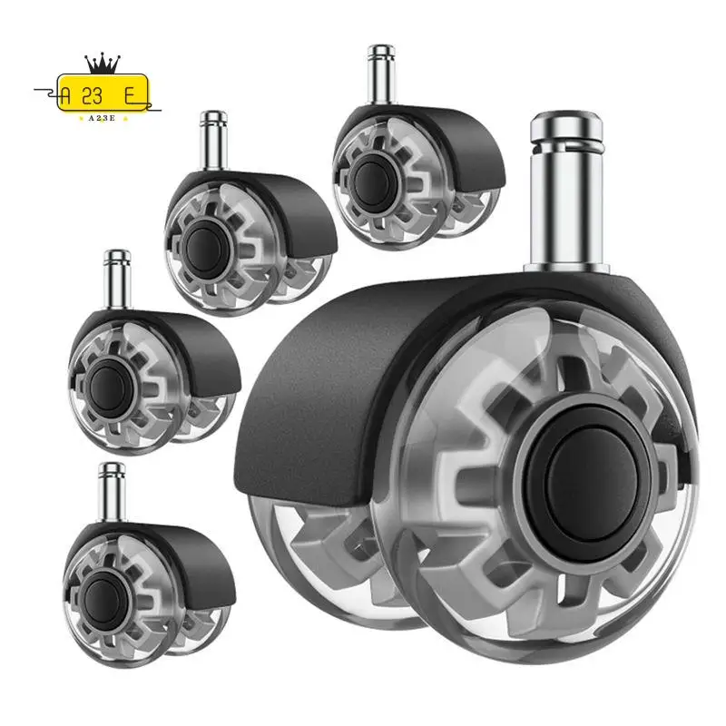 

A23E — колесики для офисного стула, 2-дюймовые сверхмощные сменные колеса, мягкая и тихая резина для паркетных полов и ковров