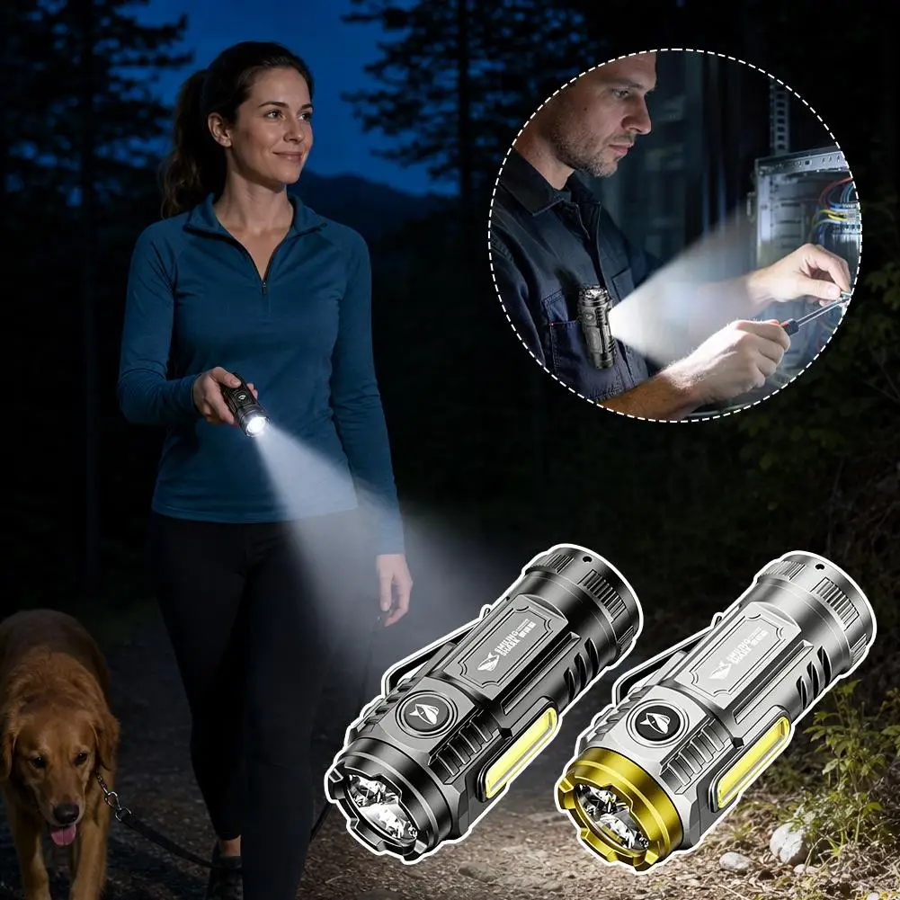 Ultra Bright Mini Flashlight Pocket Clip Hand‑free Work Light With COB Side Light  Rechargeable Waterproof Torch Outdoor Work image 5