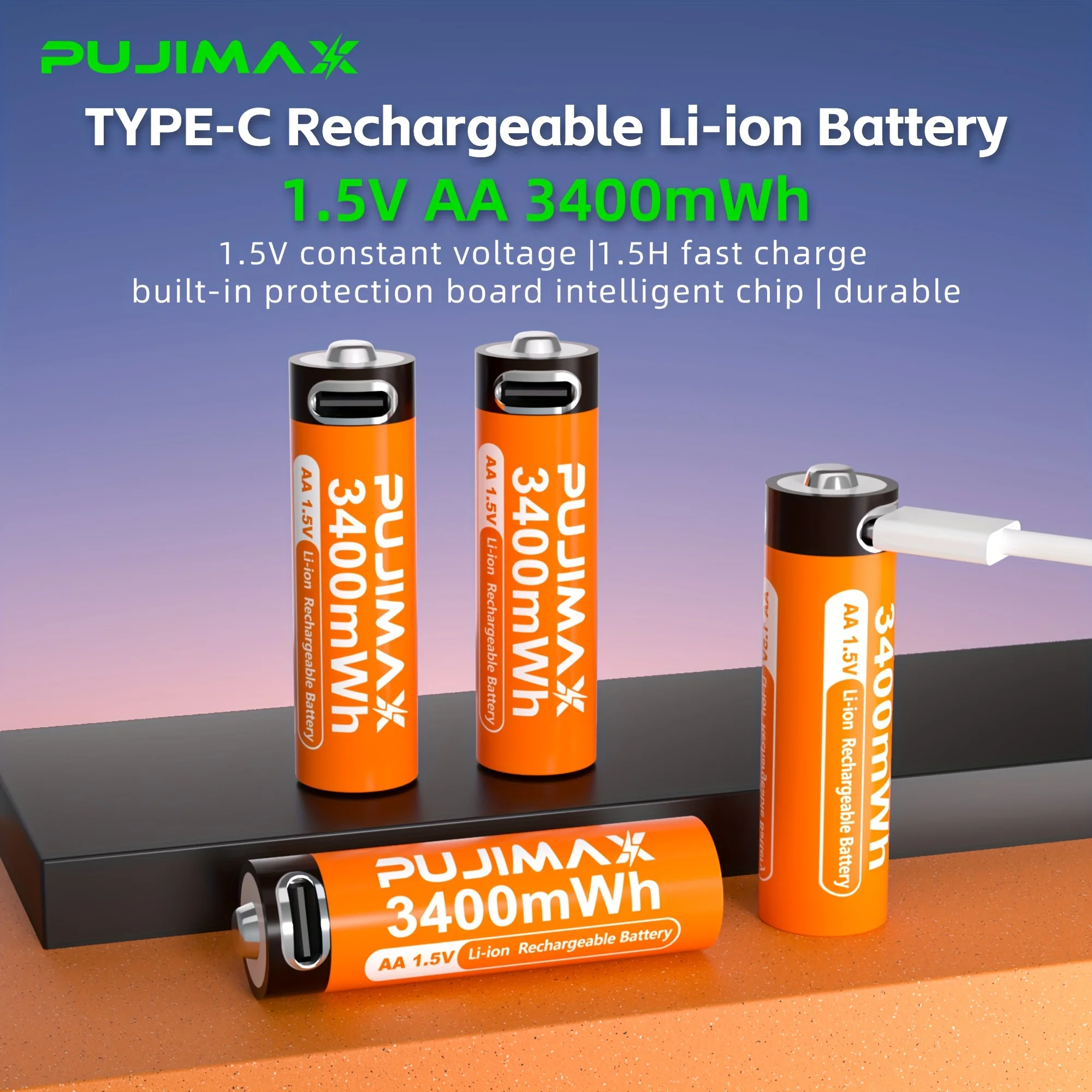 PUJIMAX AA 1.5 فولت 3400mWh أعلى قدرة بطارية قابلة للشحن USB نوع-C بطارية ليثيوم أيون للتحكم عن بعد قفل الباب الذكي اللعب #2