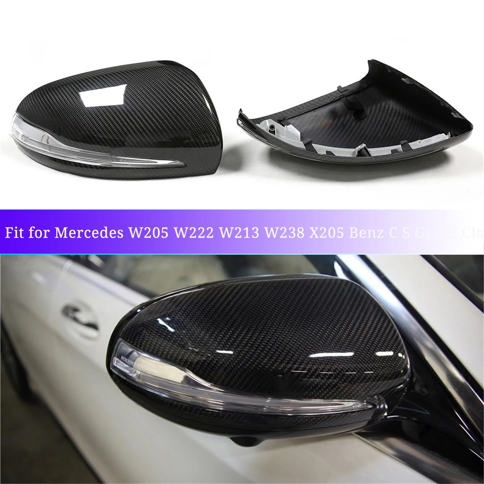 

Dry Carbon Mirror cover carbon capsfor Mercedes W205 W222 W213 W238 X205 Benz C S GLC E Class 1:1 Replace