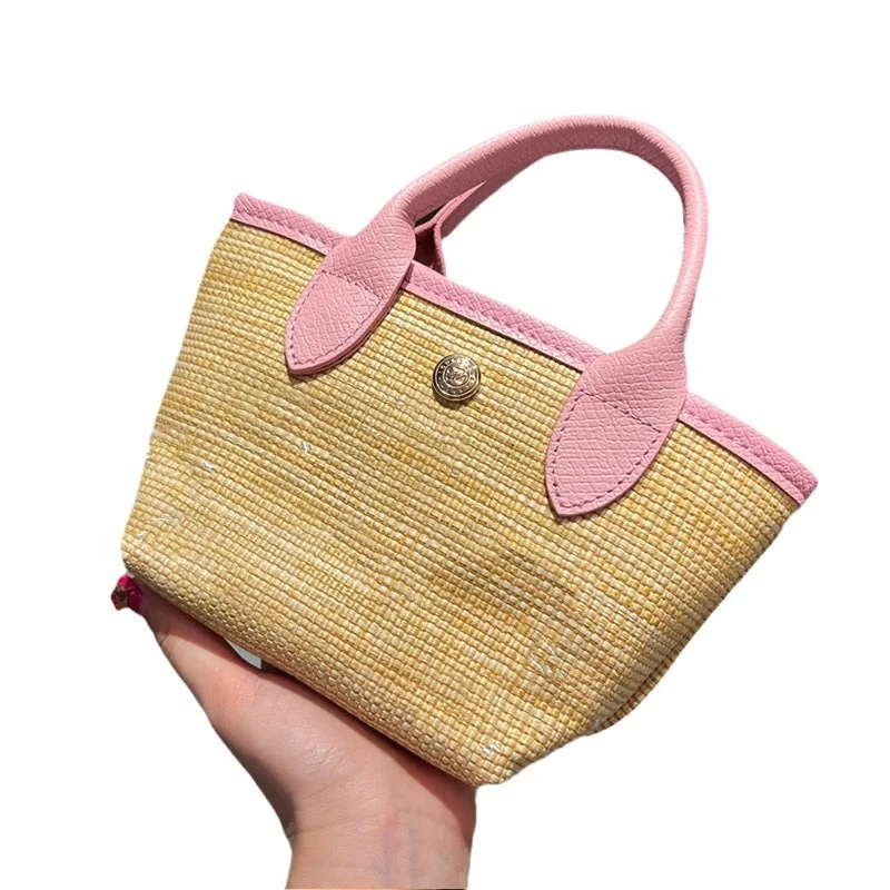 Summer Grass woven cabbage basket handbag, fashionable woven bag, shoulder bag, crossbody bag, mini bucket bag, women\'s bag