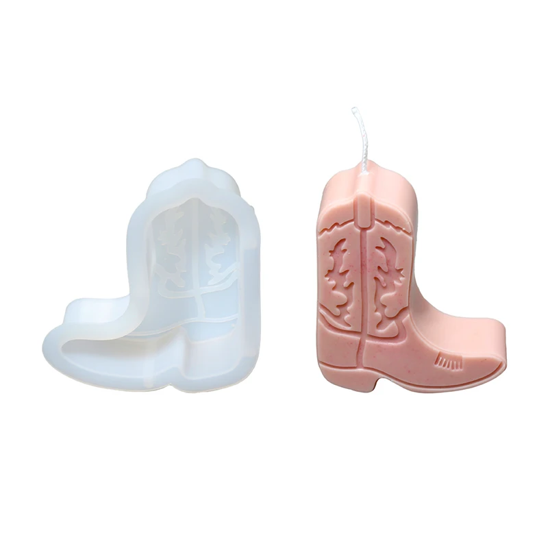 Christmas Boots Candle Silicone Mold DIY Handmade Aromatherapy Gypsum Soap Candle Making Mould Cowboy Boot Silicone Molds