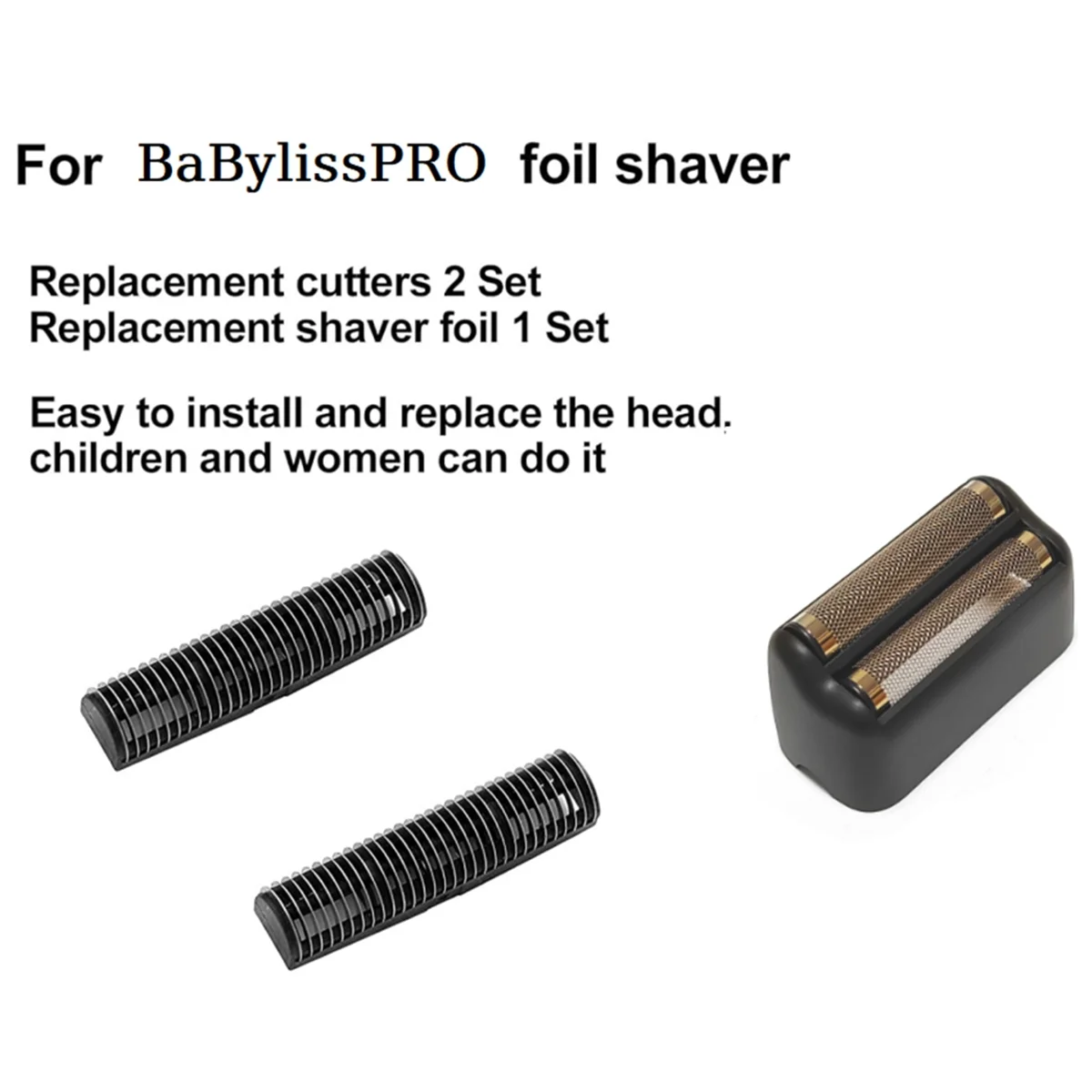 Replacement Foil and Cutters for BaBylissPRO Double Foil Shaver,Replacement Foil for BaBylissPRO BABFS2BCN-Matte