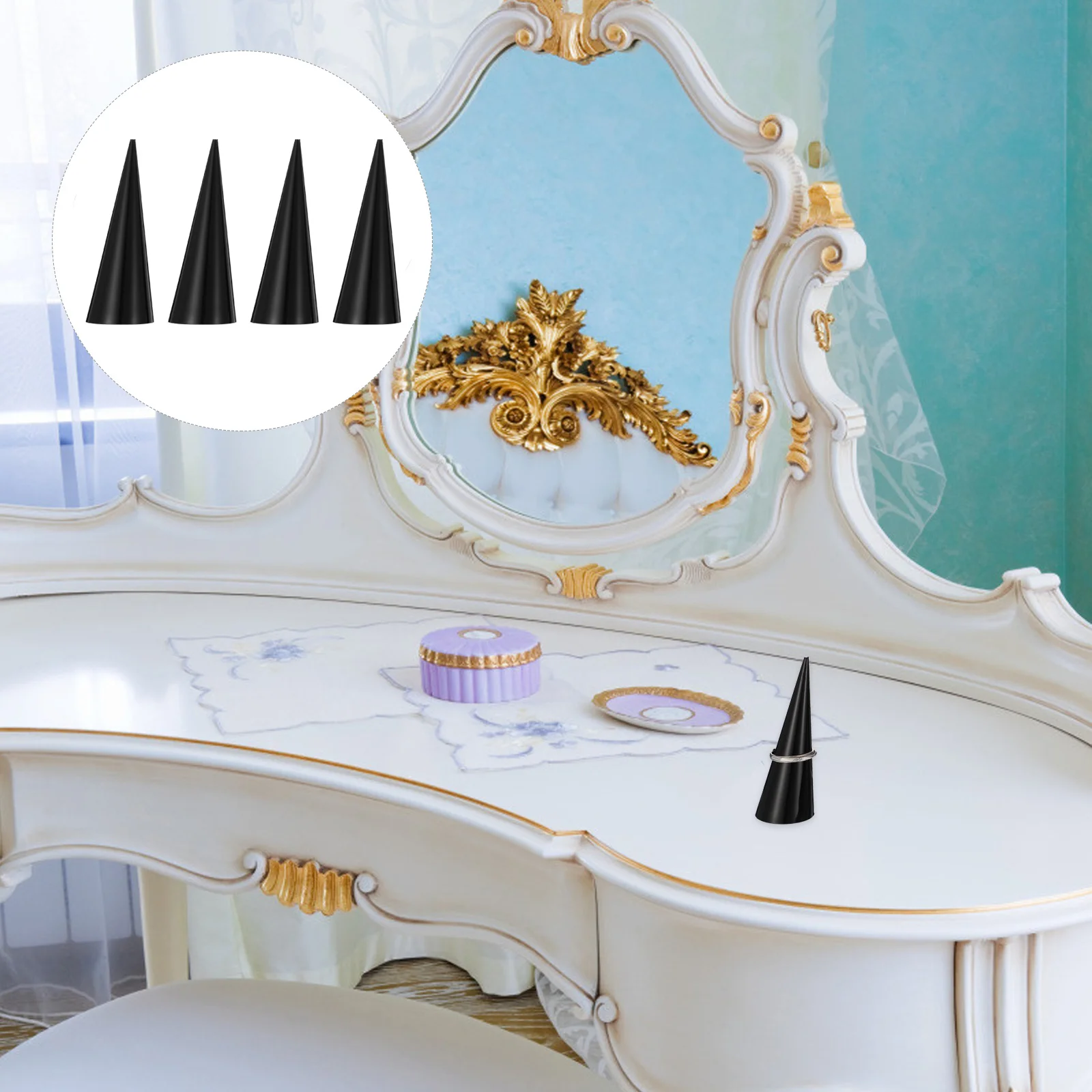 

4Pcs Acrylic Ring Display Holders Fashionable High-End Storage Racks Smooth Texture Jewelry Display Shelves Practical Organizer