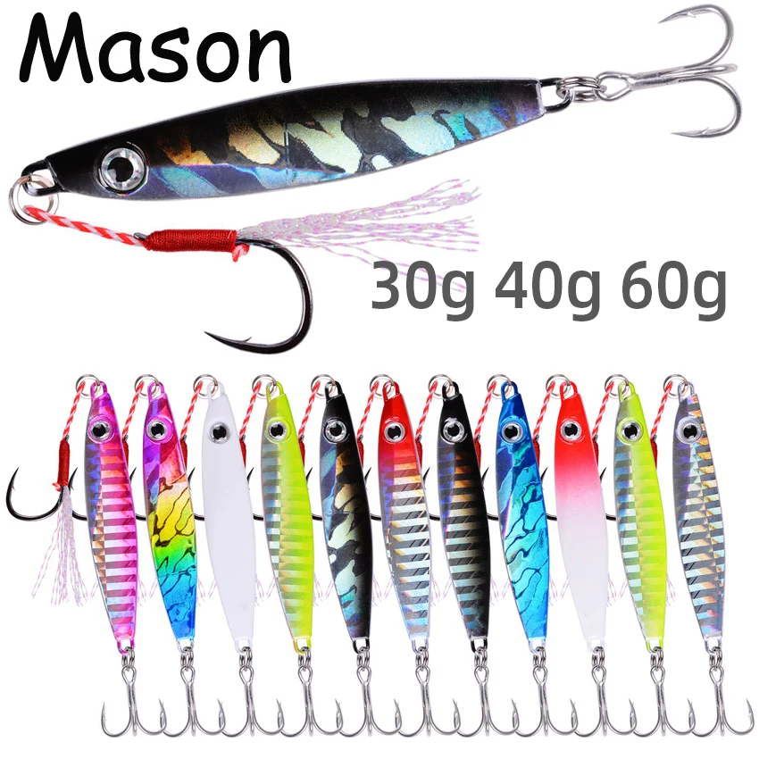 12pcs/lot Metal Jigs Spoon Lures 60g 40g 22g 7G Jig Lure Artificial Bait Shore Slow Jigging Super Hard Bass Sea Fishing Tackle