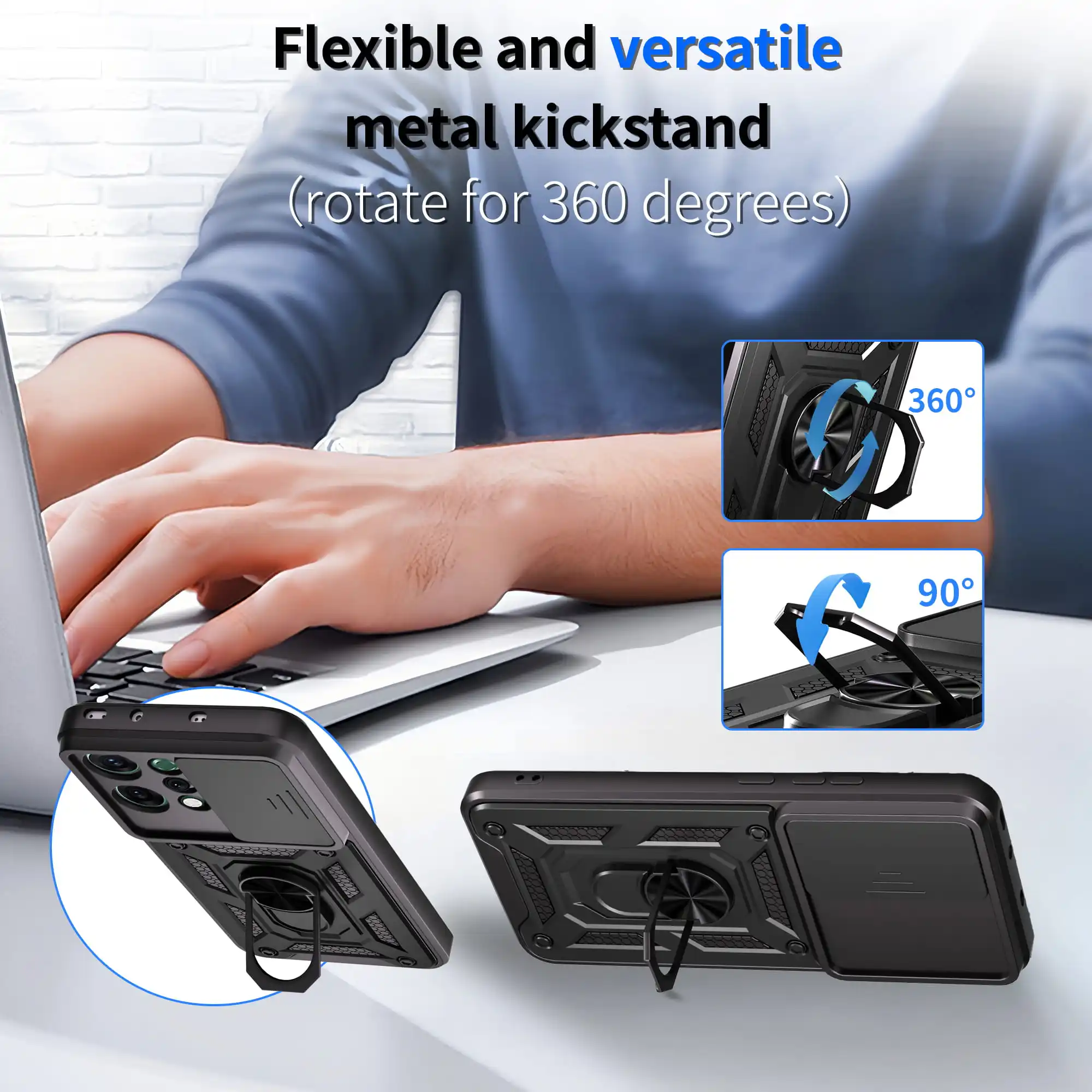 กรณีสำหรับออปโป้ รีโน 14 สไลด์กล้องป้องกันขาตั้งโทรศัพท์เชลล์ ฟันดาสำหรับเรโน 13F 13 โปรฝาครอบ