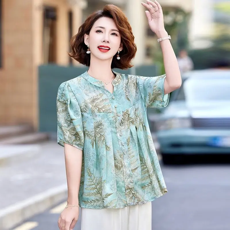Camicette carine alla moda per donne anziane di mezza età, vestibilità ampia, magliette più vendute
