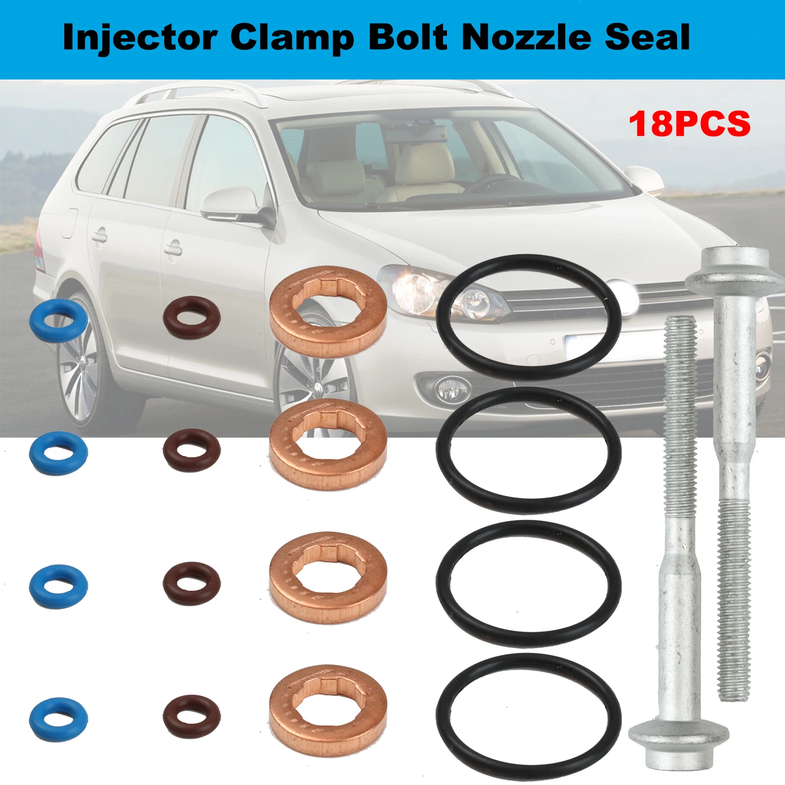 18pcs Injector Clamp Bolt & 4pcs Nozzle Seal Kit For VW Golf Jetta Passat Audi A1 A3 Skoda SEAT 1.6 TDi Car Accessories repair
