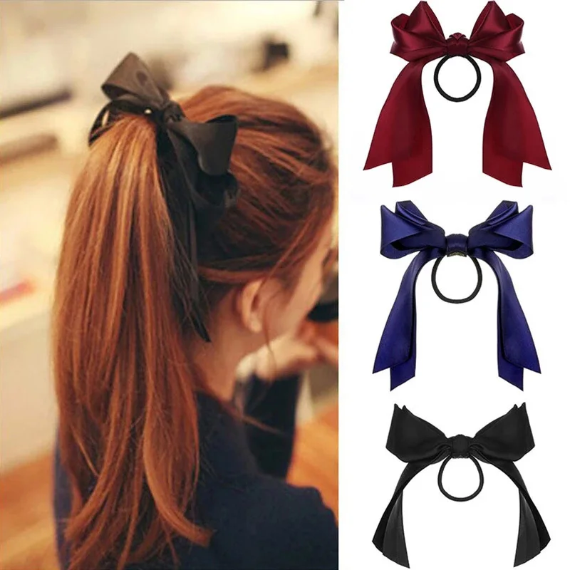 Koreanische BowKnot Haargummi Scrunchies für Frauen Mode Lange Band Elastische Haarbänder Bogen Pferdeschwanz Krawatten Haar Zubehör
