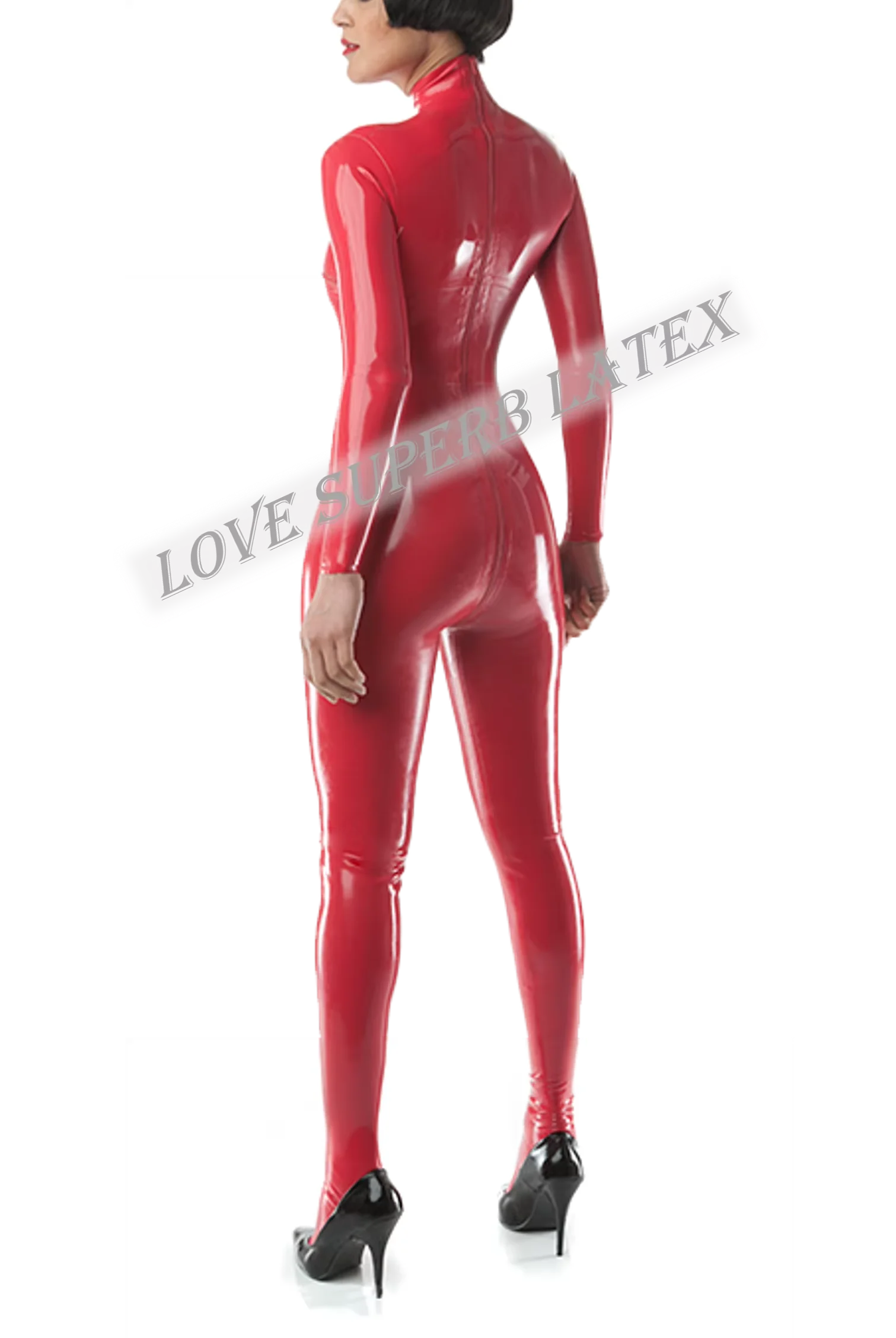 น้ํายางธรรมชาติ Horizon Matrix Catsuit หญิงบอดี้สูทเต้านมและกลับเป้าซิปเซ็กซี่สวมใส่ที่กําหนดเอง