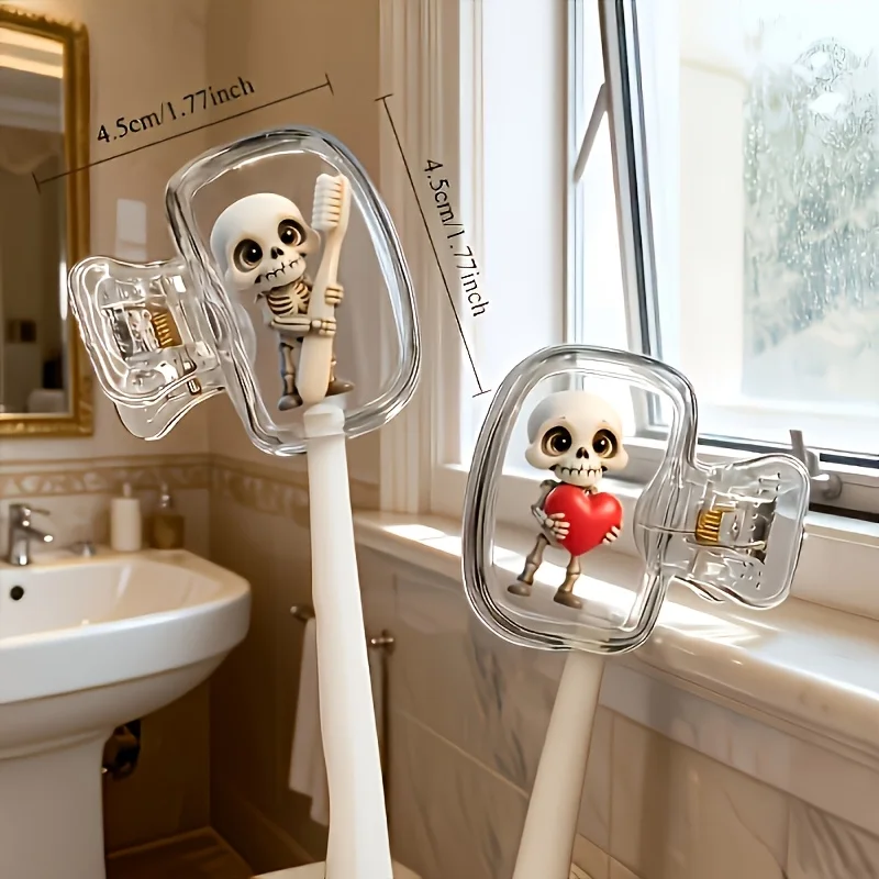 2pcs Skull Portable Toothbrush Holder Case Toothbrush Cap Cover for Home Travel Protective Case Storage Box for Daily Use Gifts - view 5