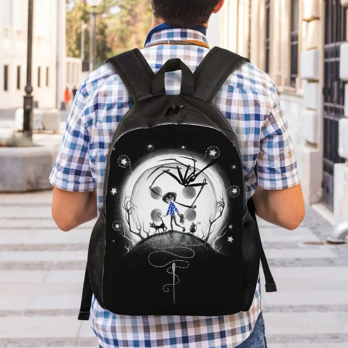 Custom Coraline Laptop Backpack Men Women Casual Bookbag for College School Student Halloween Horror Movie Bags