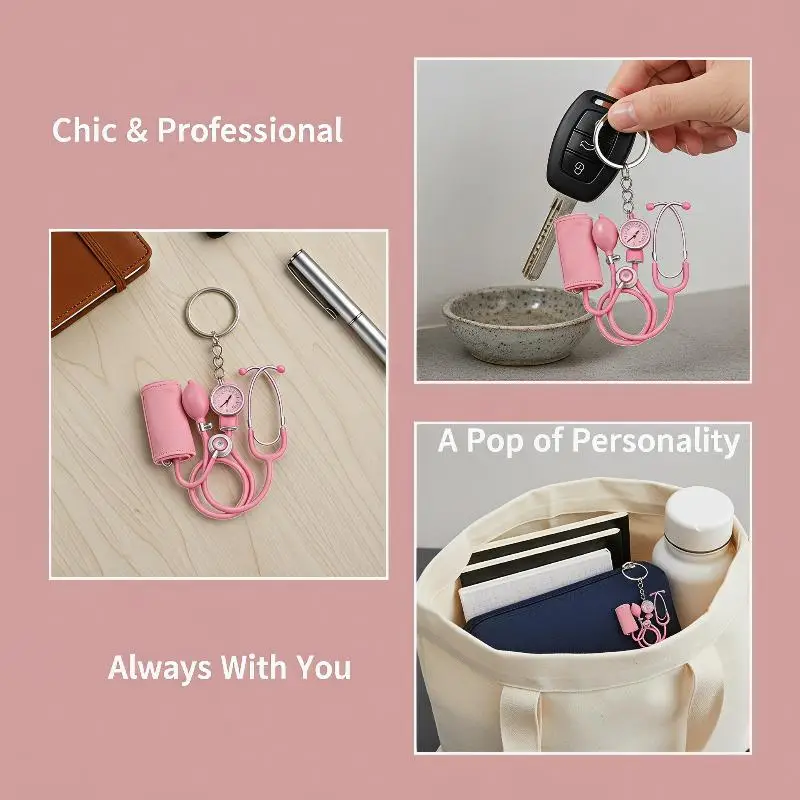 @*Portable Stethoscope Sphygmomanometer Acrylic Keychain Cute Bag Accessory Ideal White Coat Ceremony Gift for Med Students