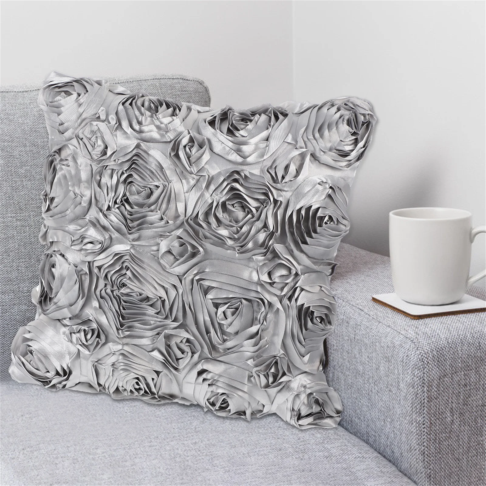 

1pc Rose Flower Pillow Cover Romantic Cushion Case For Valentine'S Day Home Office Hotel Decoration Throw Pillowcase