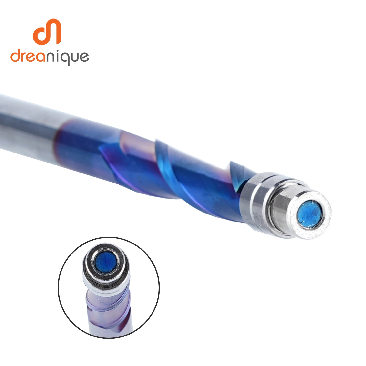 Dreanike-超硬ベアリング、2フルート、フラッシュトリムルータービット、1/4シャンク、木工用ナノコーティング、アップカットエンドミル、1個