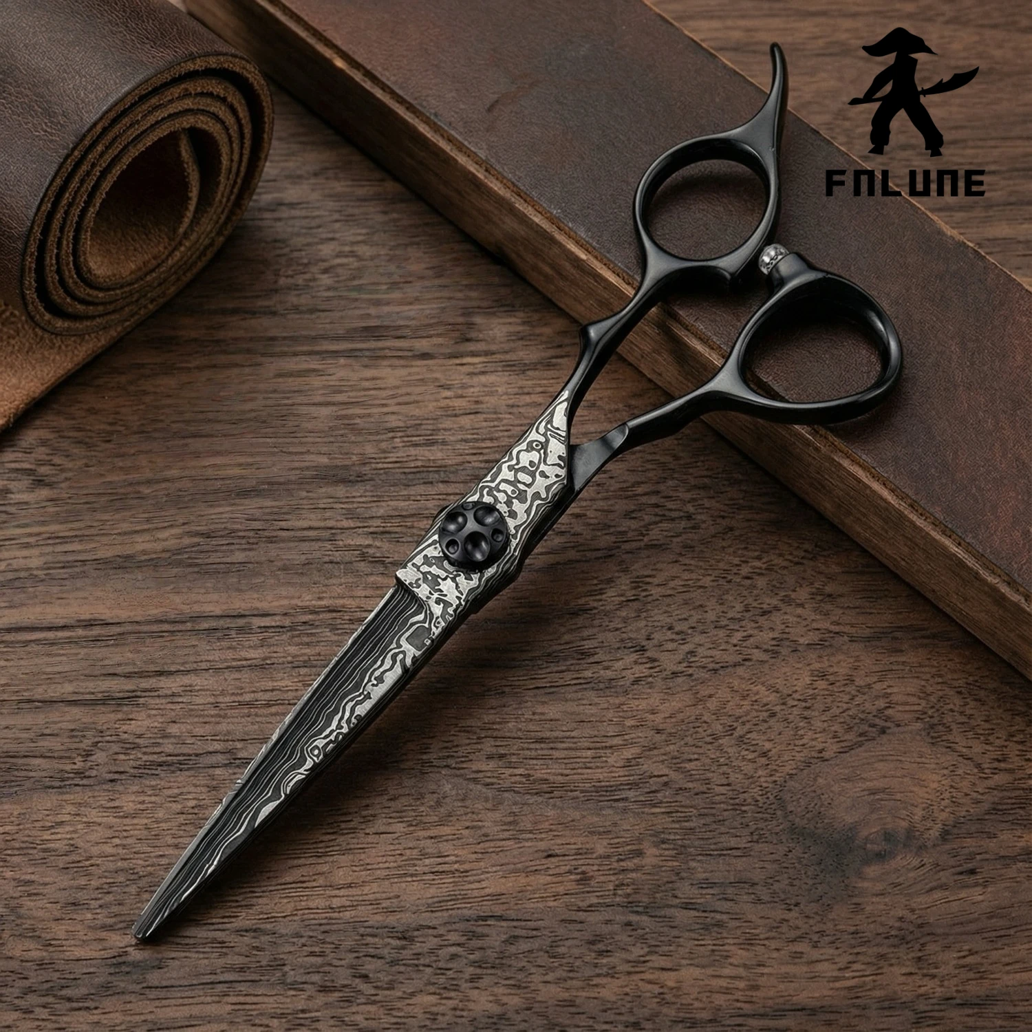 FnLune 6.0'' Professional Barber Scissors Stainless Steel Hair Cutting Shears for Salon Hairdressers