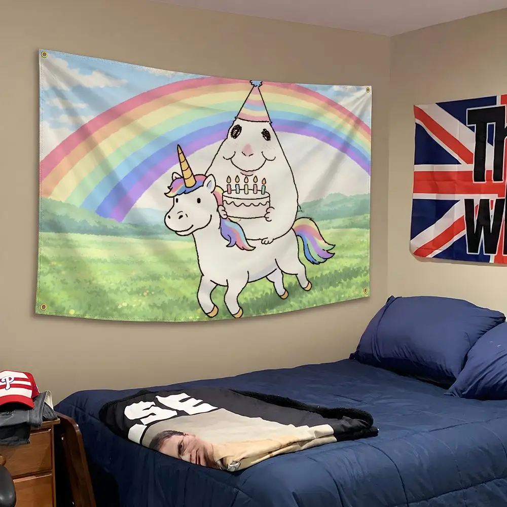 Meme Sunshine 'n' Rainbows Optimism Flags Banner Wall Hanging Decor Personality For Party Bedroom Outdoor Hogar Bedside