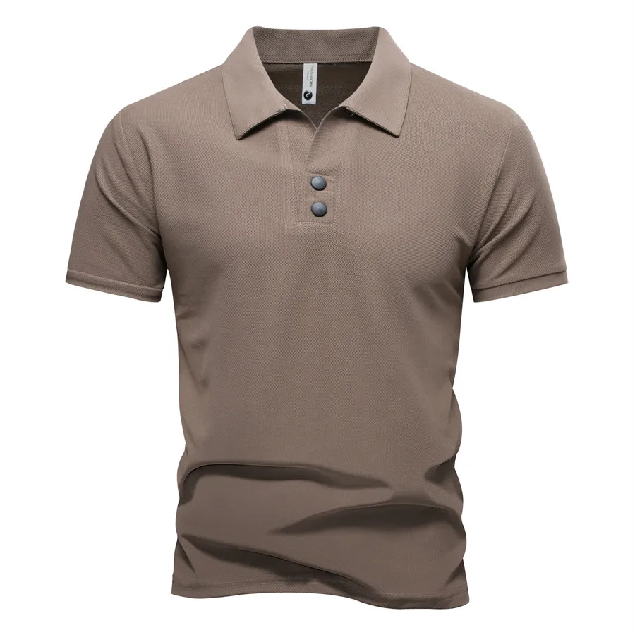 New Summer Men's Solid Color Short Sleeve Polo Shirts Slim Fit Breathable Casual Lapel Collar Business Office Basic Tops