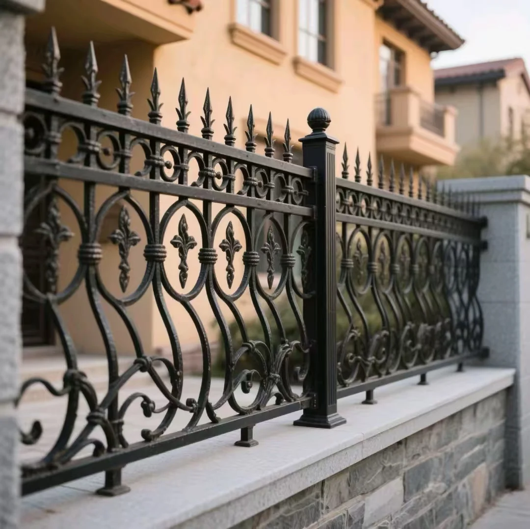 cj- Quality Crewell Luxury Modern Cast Wrought Iron Staircase Terrace Railing Handrails UV Protected Rust/Water Flooring ISO@