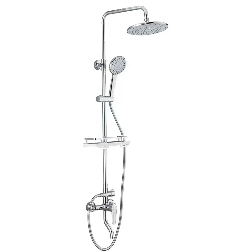 

shower, round, third gear, shower, set, all copper, supercharged, handheld, nozzle, silver, hot and cold, three functions.