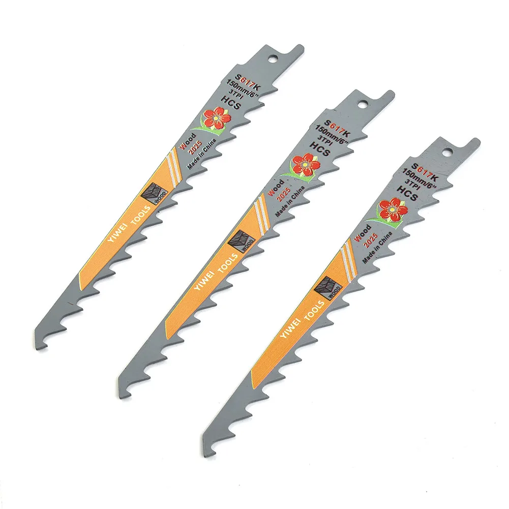 Hojas de sierra alternantes, herramientas de corte para cortar madera y carpintería, 3 piezas, 150mm, 6 pulgadas, TPI, HCS