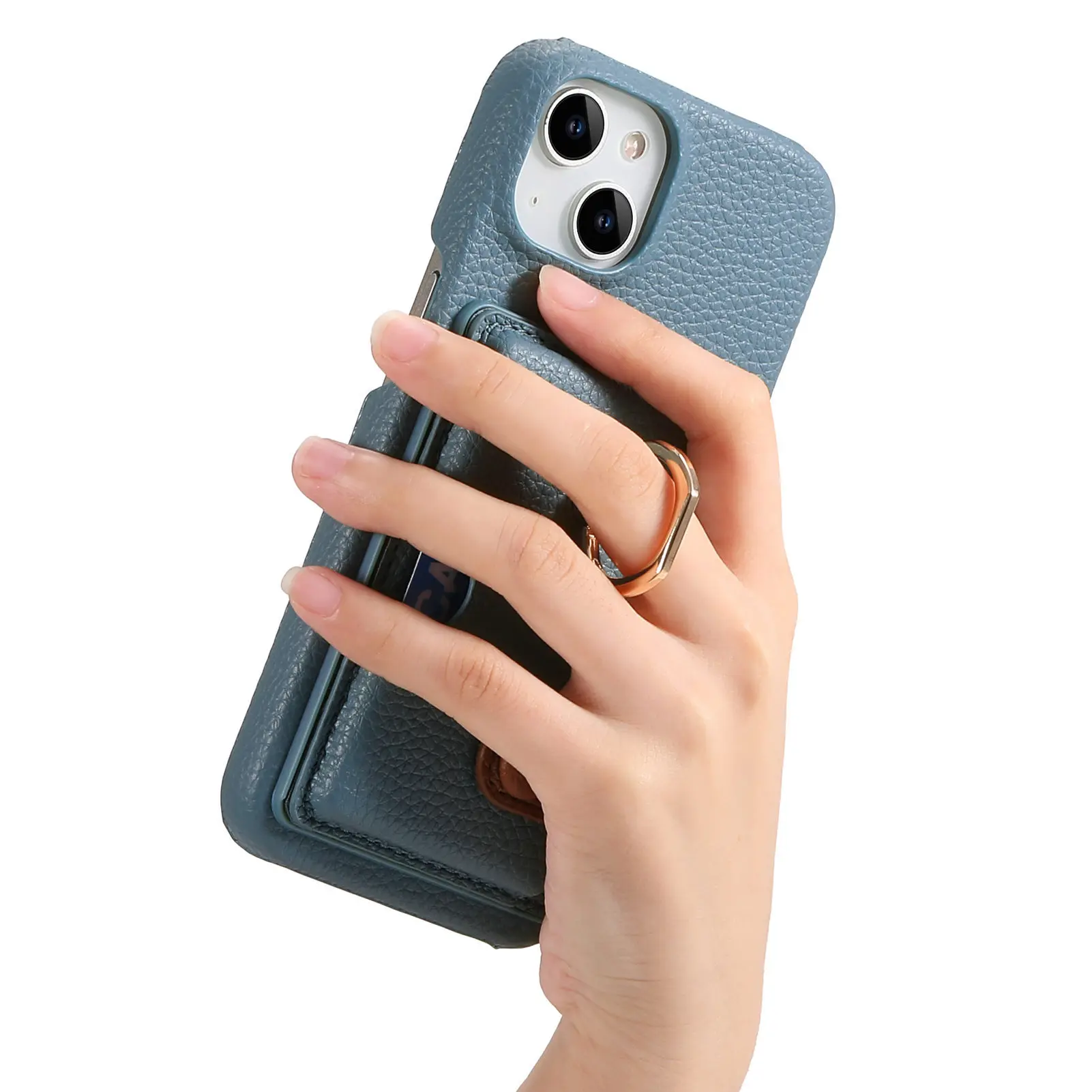 Leather Ring Support Phone Case for IPhone 17 Air 16E 18 16 15 14 13 12 11 Pro Max Plus Wallet with Card Holder Shockproof Cover