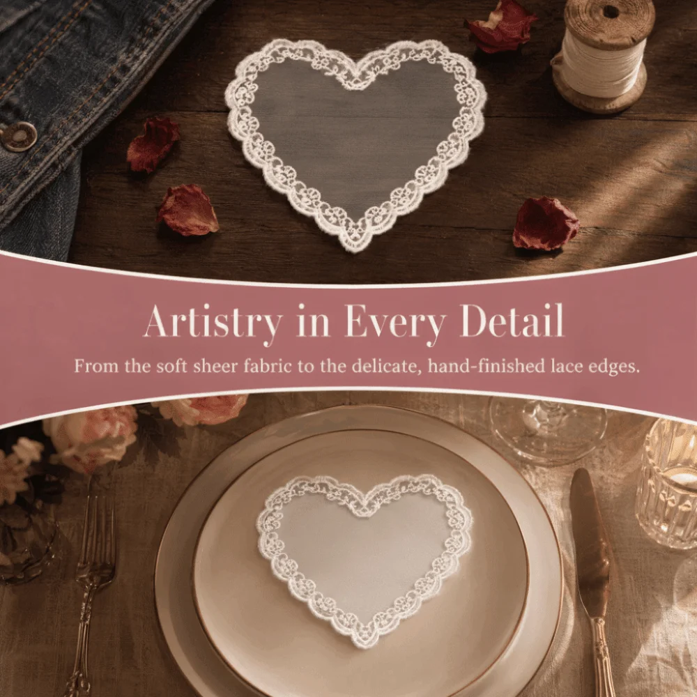 Heart-shaped Lace Place Cards Table Setting Decor Name Cards Wedding Name Tags Lace Design Place Cards Romantic Table Decor