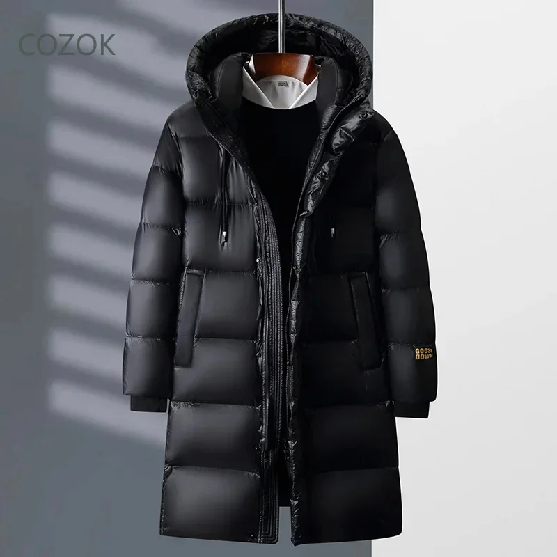 COZOK Men's Luxury Down Jacket Long Padded Goose Padding Male Winter Brand Warm Coats for