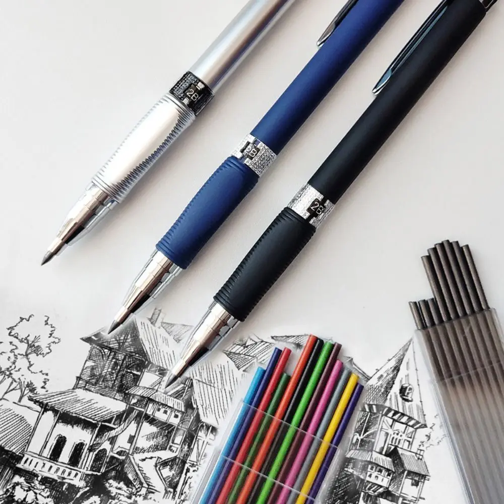

3 Color Sketching Mechanical Pencil Drafting Drawing Propelling Pencil Metal Writing Automatic Pencil School Office