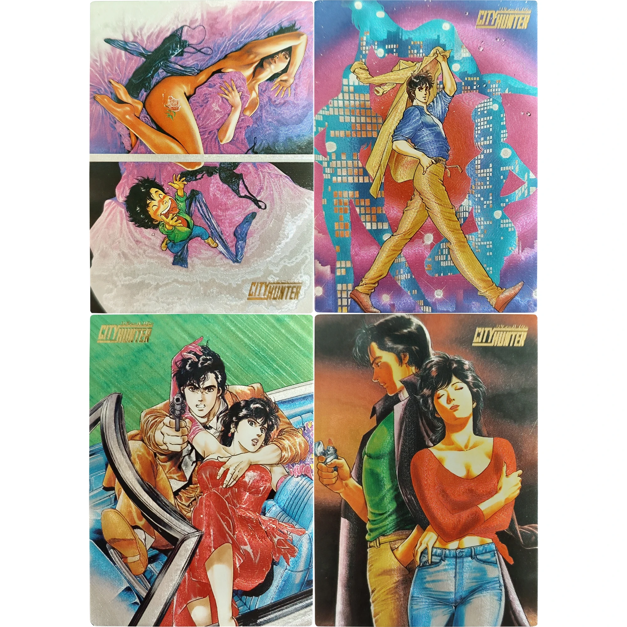 

4Pcs/set Diy Self Made City Hunter Series Texture Flash Card Gift Toy Game Anime Collection Cards