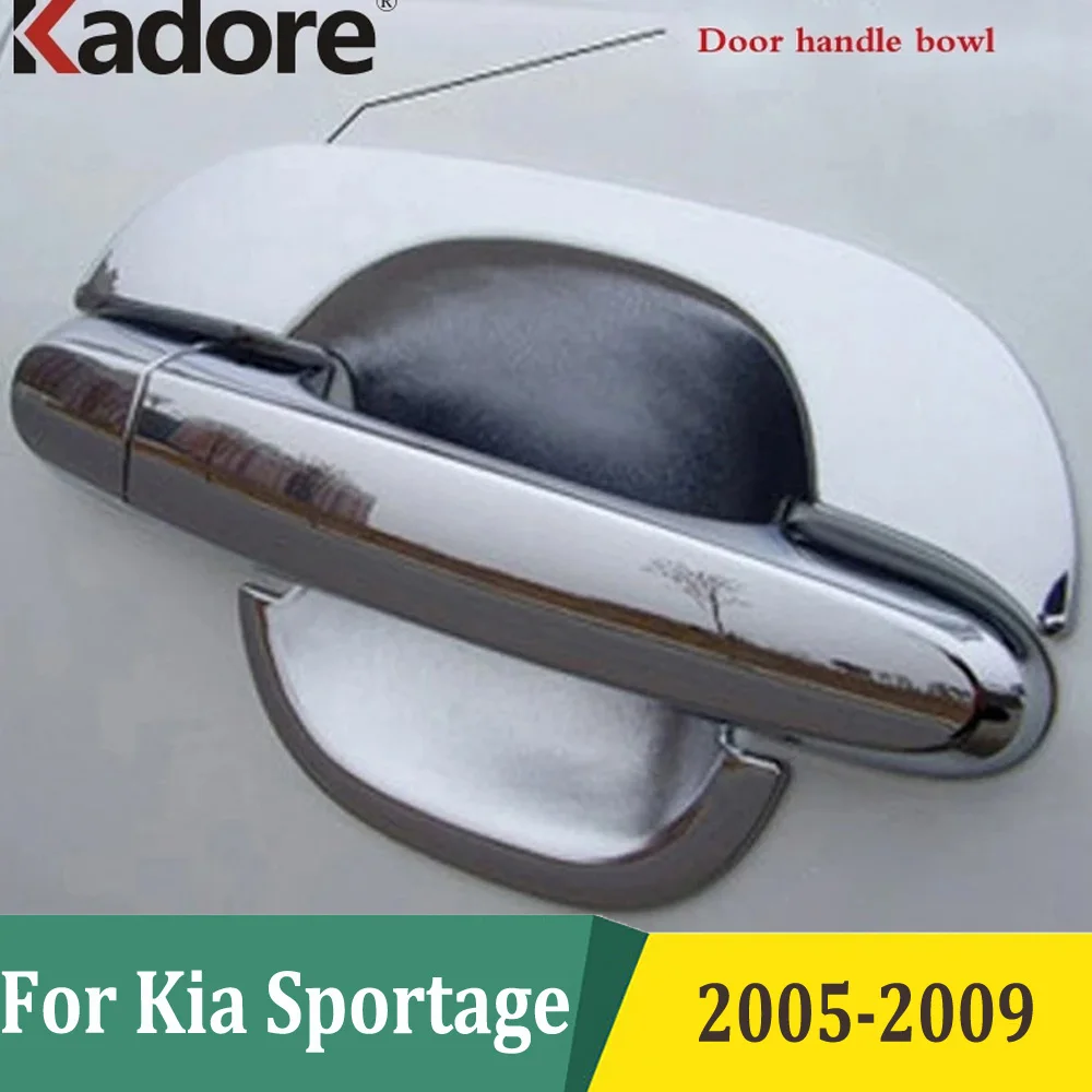 For Kia Sportage 2005-2007 2008 2009 ABS Chrome Side Door Handel Bowl Cup Cover Trim Sticker Car Styling Exterior Accessories