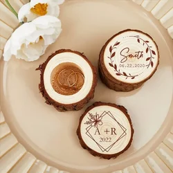 1Pcs Personalized Wooden Ring Box Rustic Engraved Wedding Ring Box Wooden Ring Holder Bearer Engagement Valentine's Day Gift