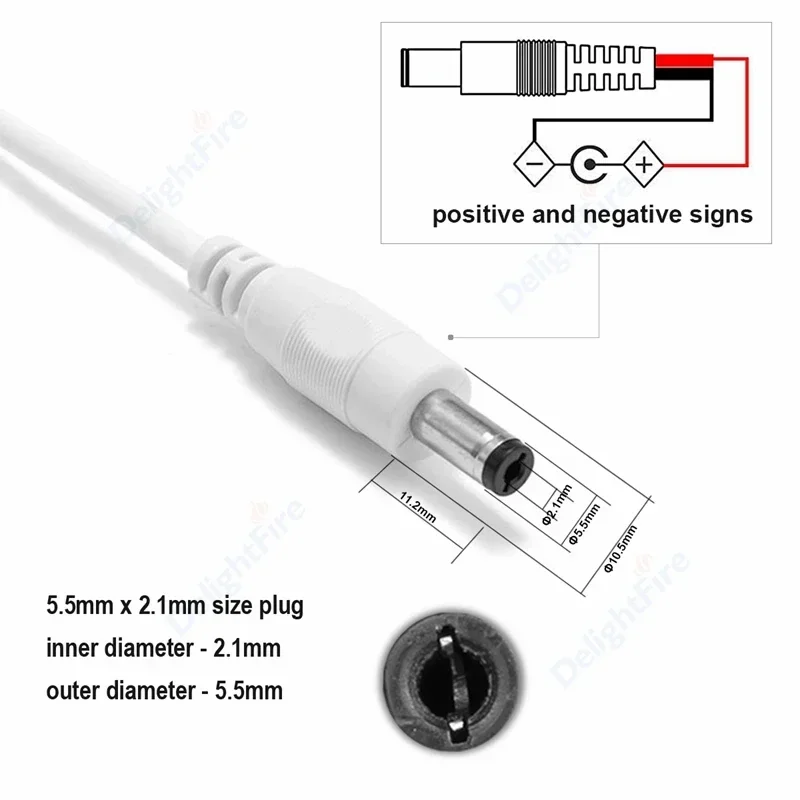 0.5m-10m DC Power Cable 5.5*2.1mm Female Male Plug Power Adapter Connector Cord for LED Strip CCTV Camera Router Monitor Speaker