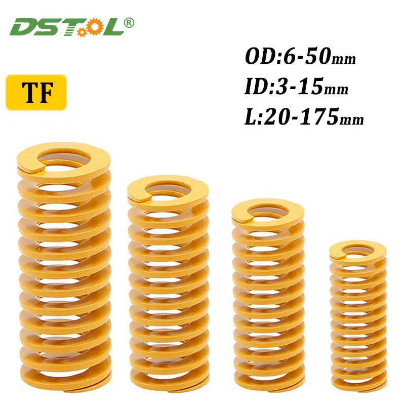 Die Mold Compression Spring Yellow Extruder Strong Springs Alloy Steel OD6 8 10 12 14 16 18 20 22-30mm ID3~15mm Length 20~175mm