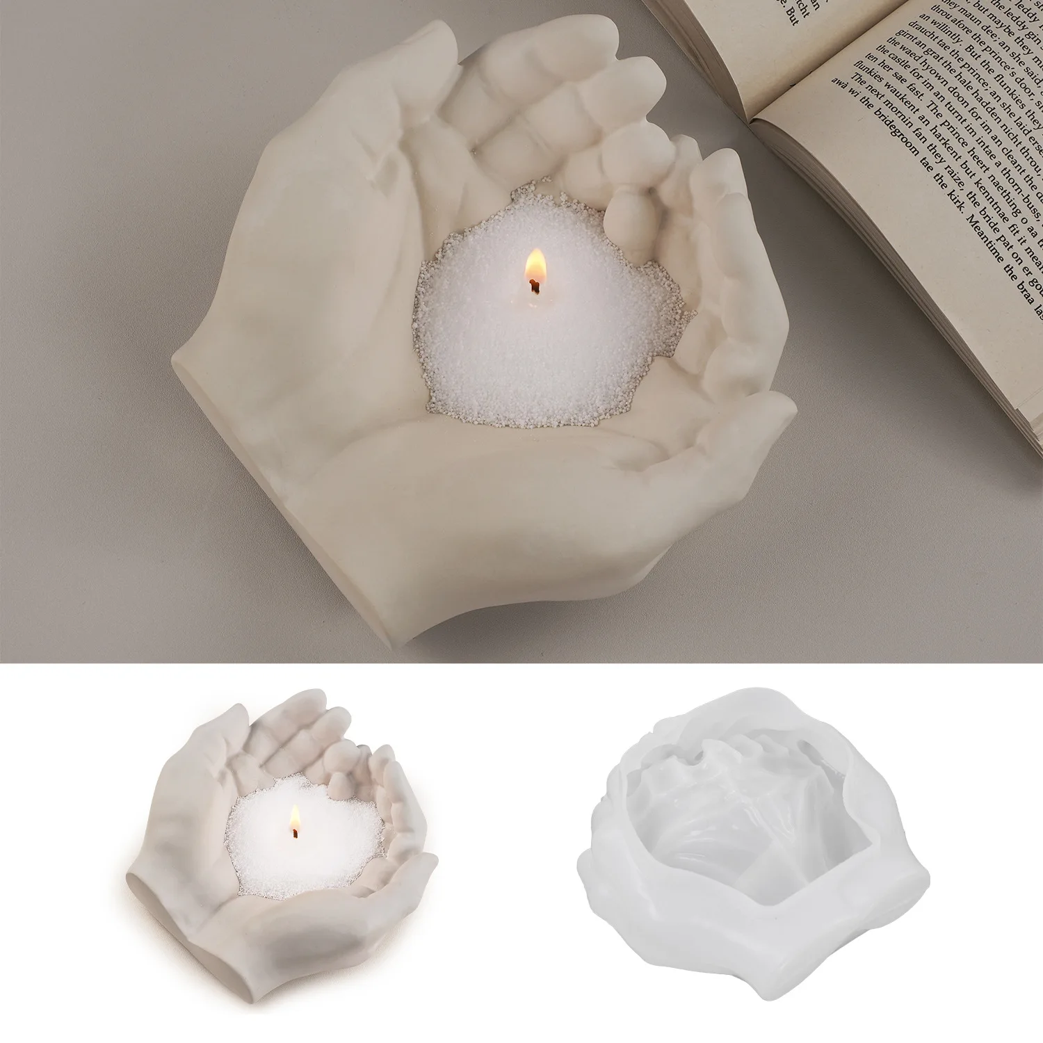 

Hand Cement Gypsum Candle Holder Silicone Mold Ashtray Tray Storage Candlestick Desktop Decoration Mirror Silicone Molds