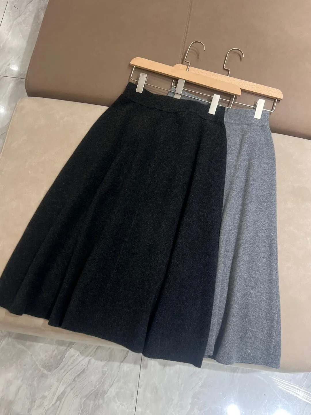 Casual elegant thick cashmere wool knitted  knitted skirt suit