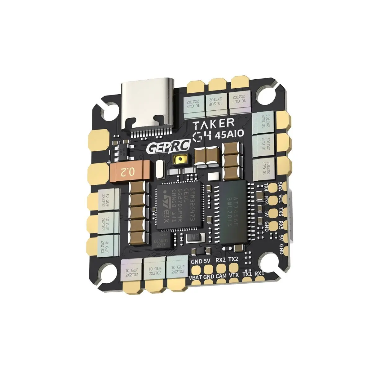 GEPRC TAKER G4 45A AIO FC ESC - 2-6S FPV Drone Flight Controller، G473 MCU، Betaflight متوافق مع Freestyle/Racing Quadcopte