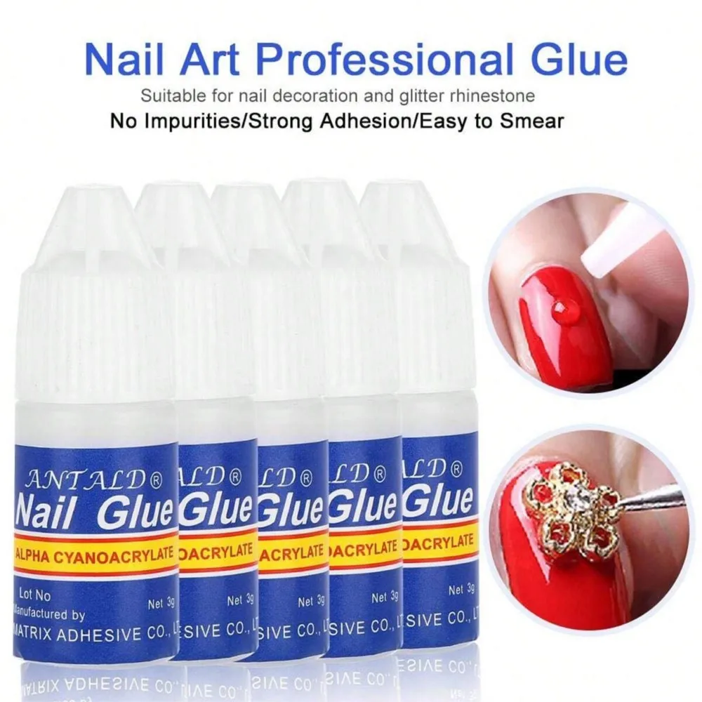 3/5/7/10g Fast-Drying Glue Nail Art Decoration Glitter Rhinestone Charms Strong Adhesive Glue for Acrylic Nail Tips Extension