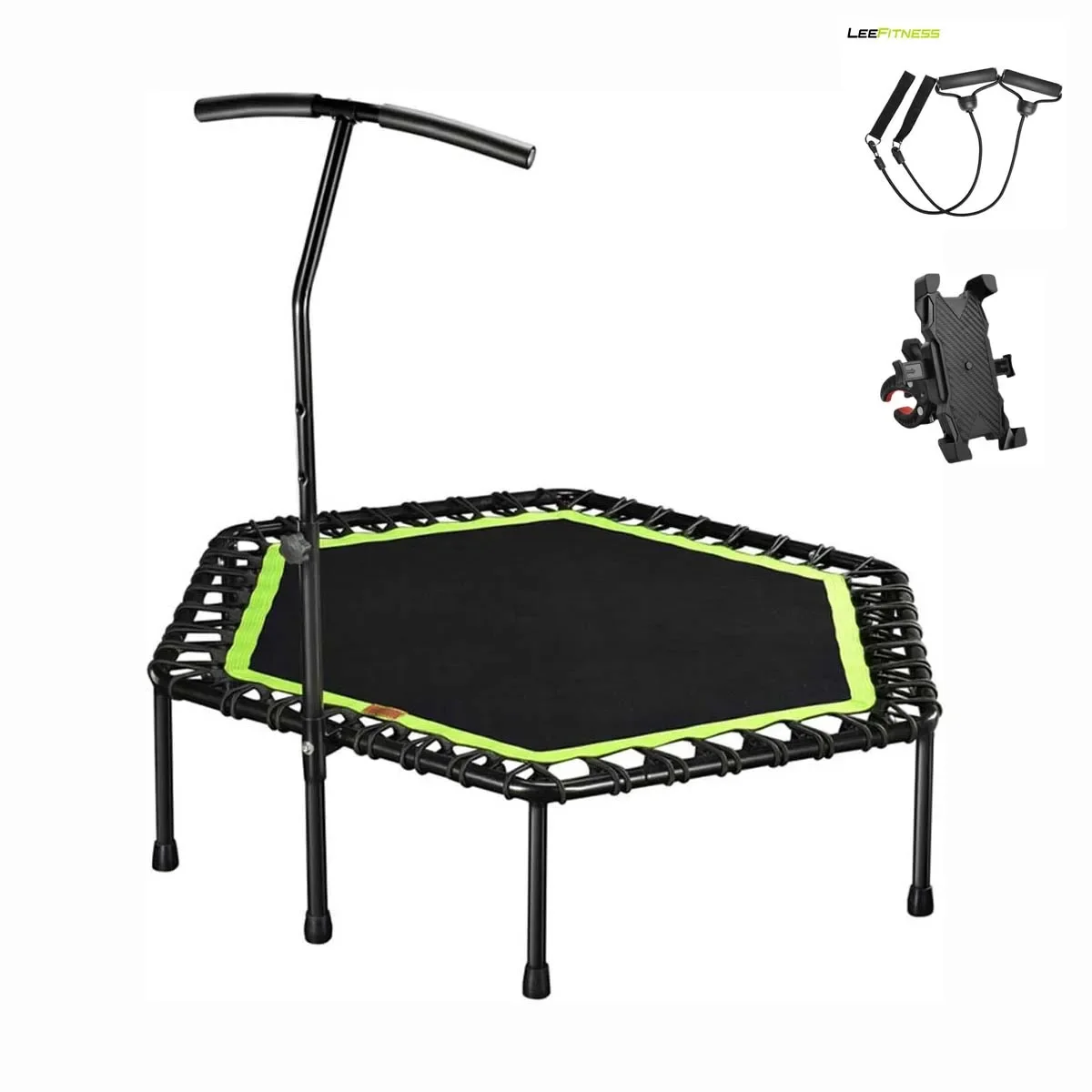 48 Inch Trampoline With Armrest, Elastic Rope And Mobile phone holder, Foldable Household Trampoline