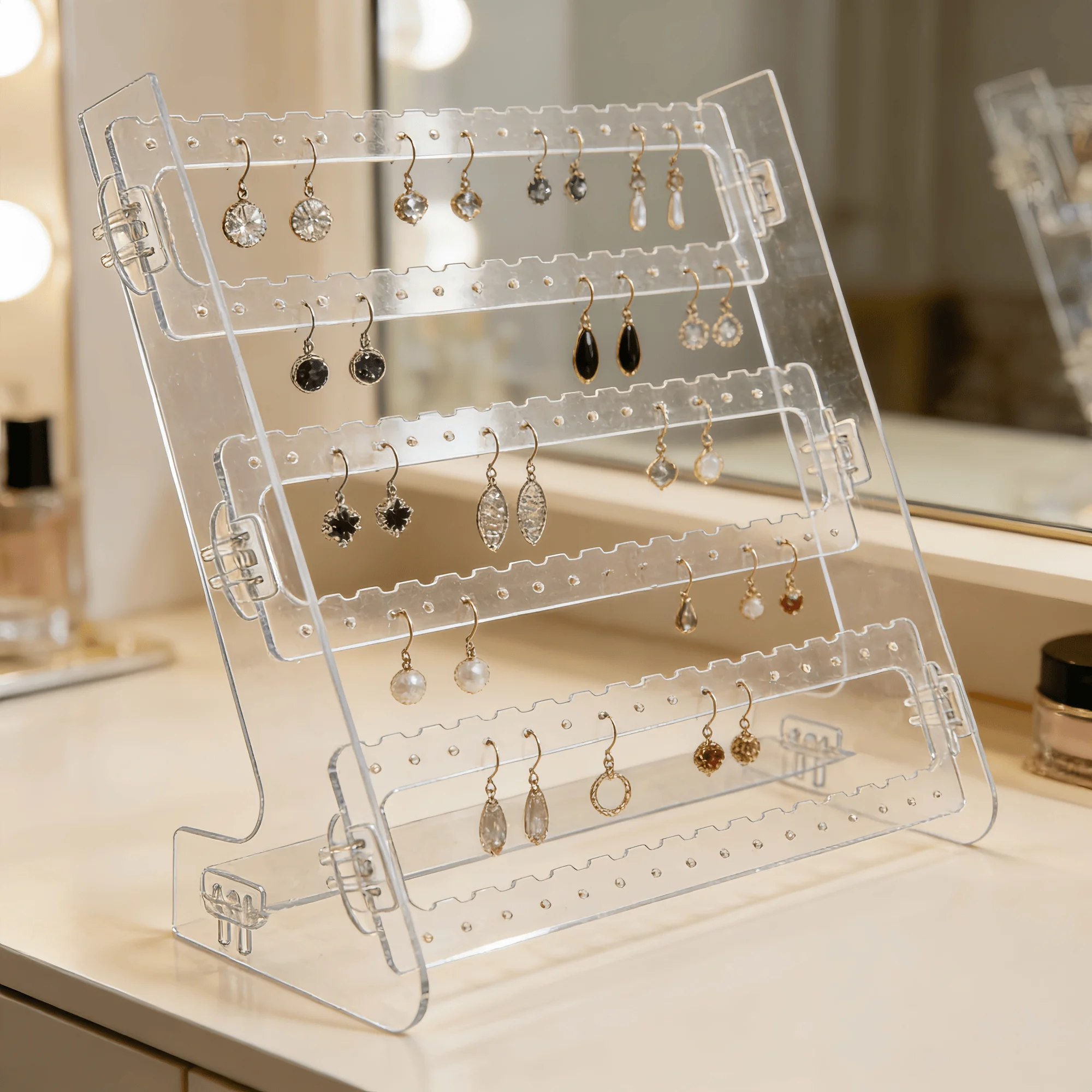 Multi Functional High-End Acrylic Jewelry Rack, Used For Displaying Jewelry, Earrings,Necklace， Rings, And Various Accessories