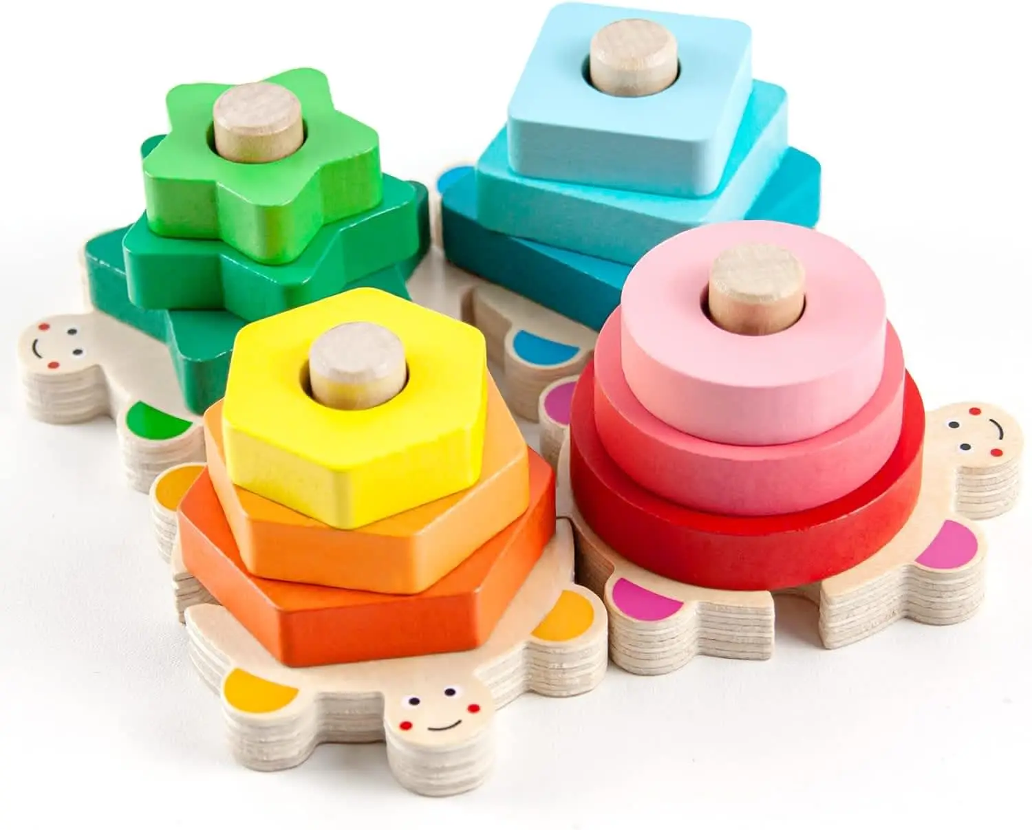 

Stacking Toys for Toddlers 1-3, Montessori Shape Sorter Baby Toys 12-18 Months, Wooden Block Educational Puzzle Toys for Boys Gi