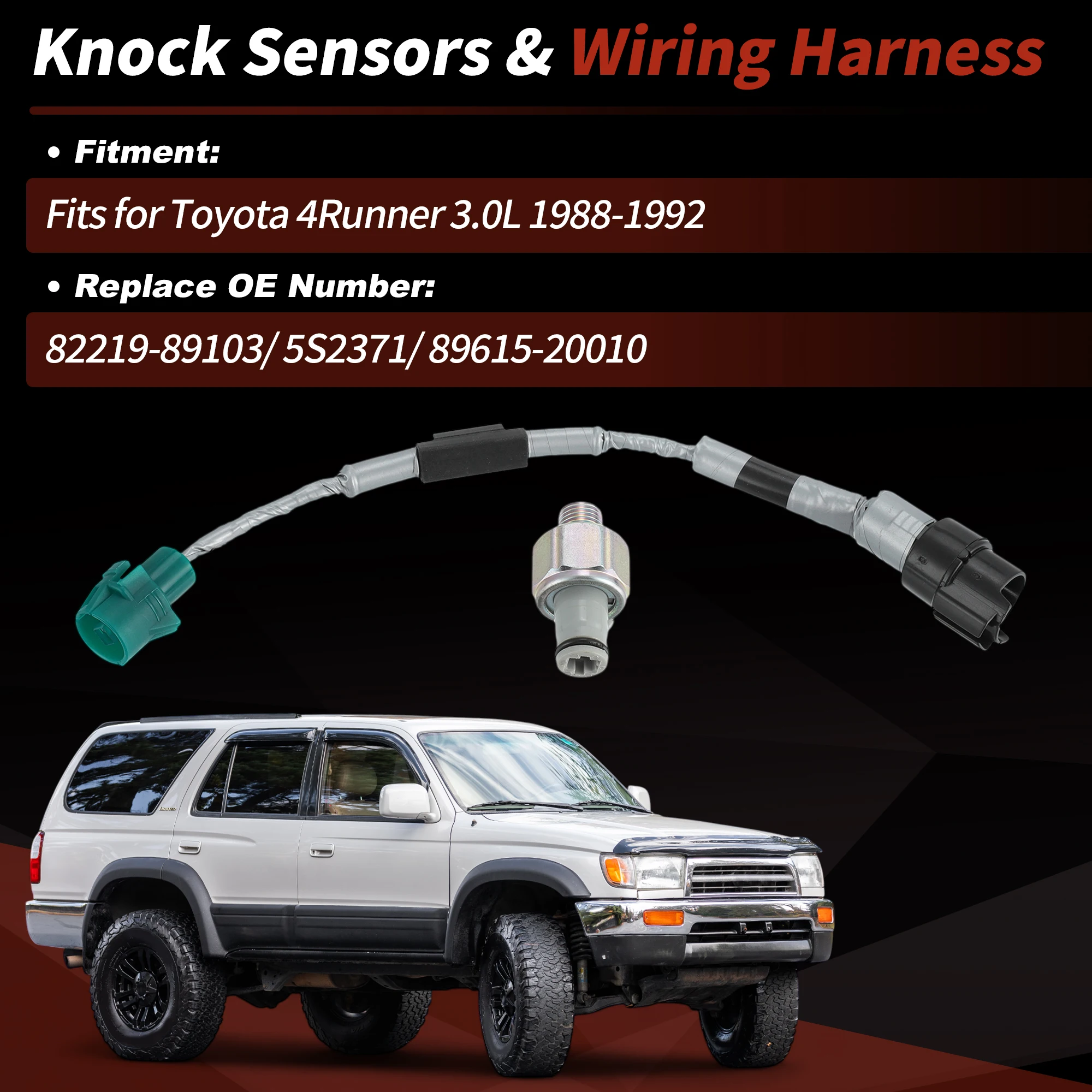 UXCELL Knock Sensors with Wiring Harness Kit for Toyota 4Runner 88-92 No.82219-89103