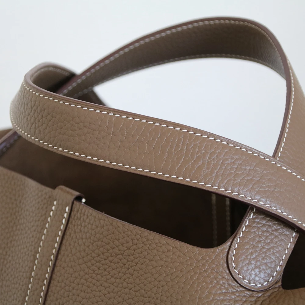 High Quality Luxury Bucket Bag Genuine Leather Women Tote Bag\\Handbag Fashion Simple Real Cowhide Leather Female Bag Soft Big