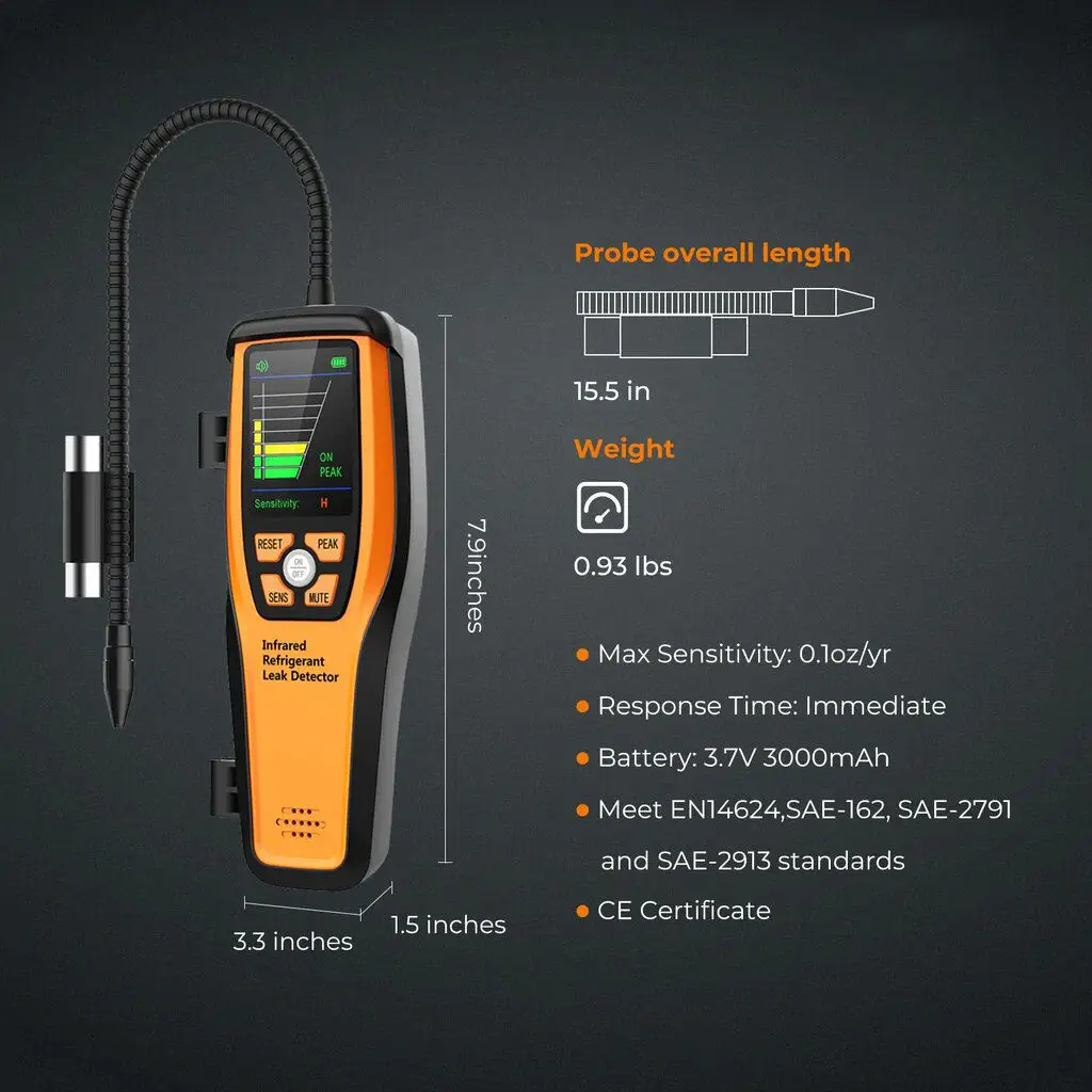 Sensitive Portable Rechargeable Refrigerant Gas Leak Detector ILD-200