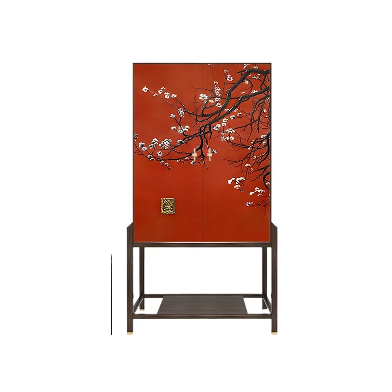 

New Chinese style multifunctional wall facing living room storage cabinet, high foot free installation storage cabinet