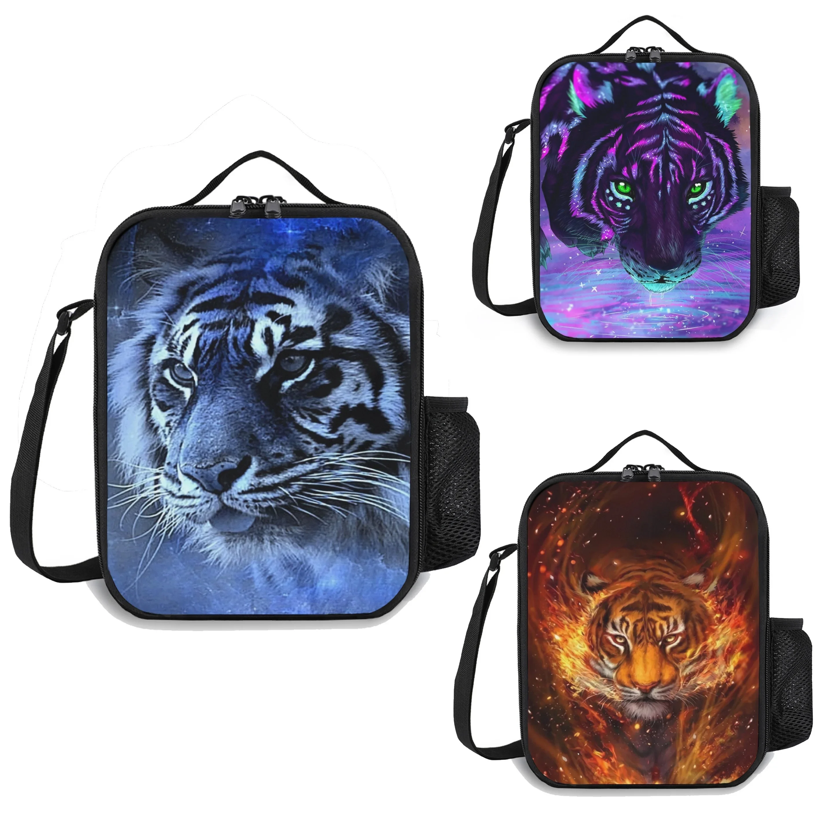 1pc Insulated Lunch Bag Cool Tiger Head Leopard Print Design Waterproof Hand Washable Ideal for Teenagers and Workers on the Go