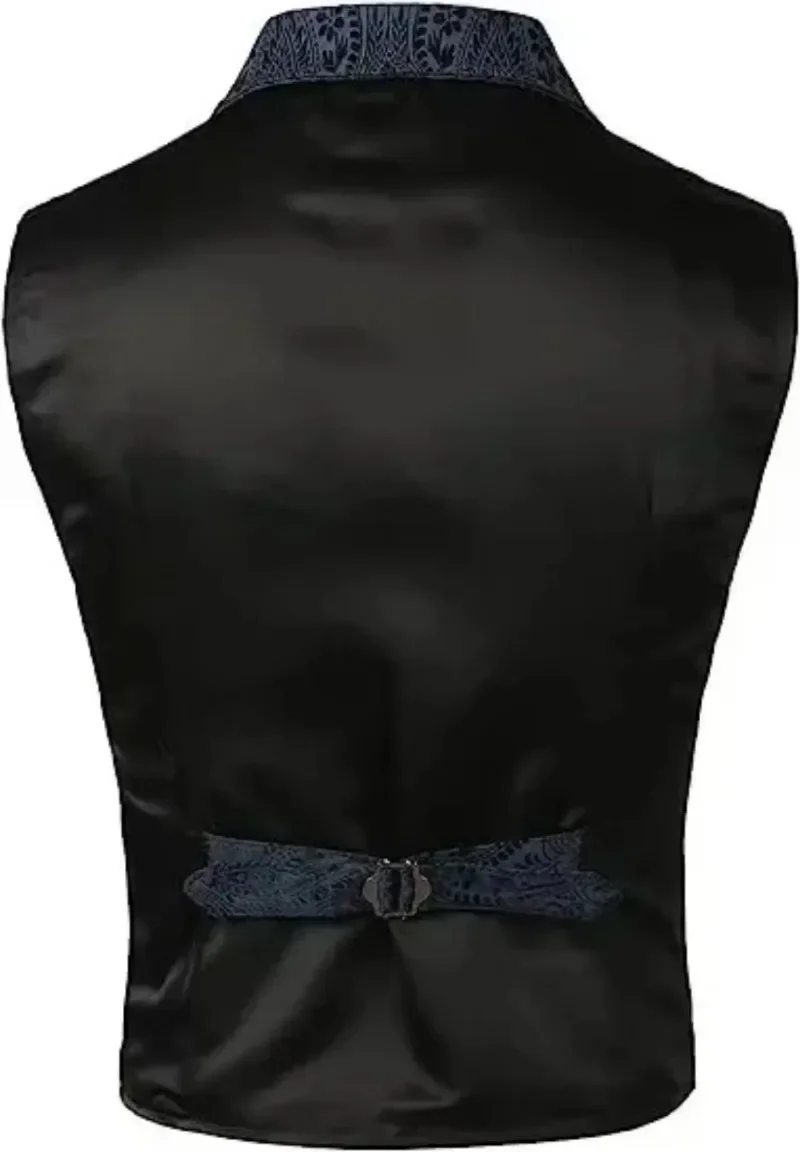 Herrenweste im viktorianischen Stil mit Blumenmuster, Revers, einreihiger Knopfleiste, ärmellos, für Hochzeiten, Bankette, Partys, formelle Anlässe – Detail 16